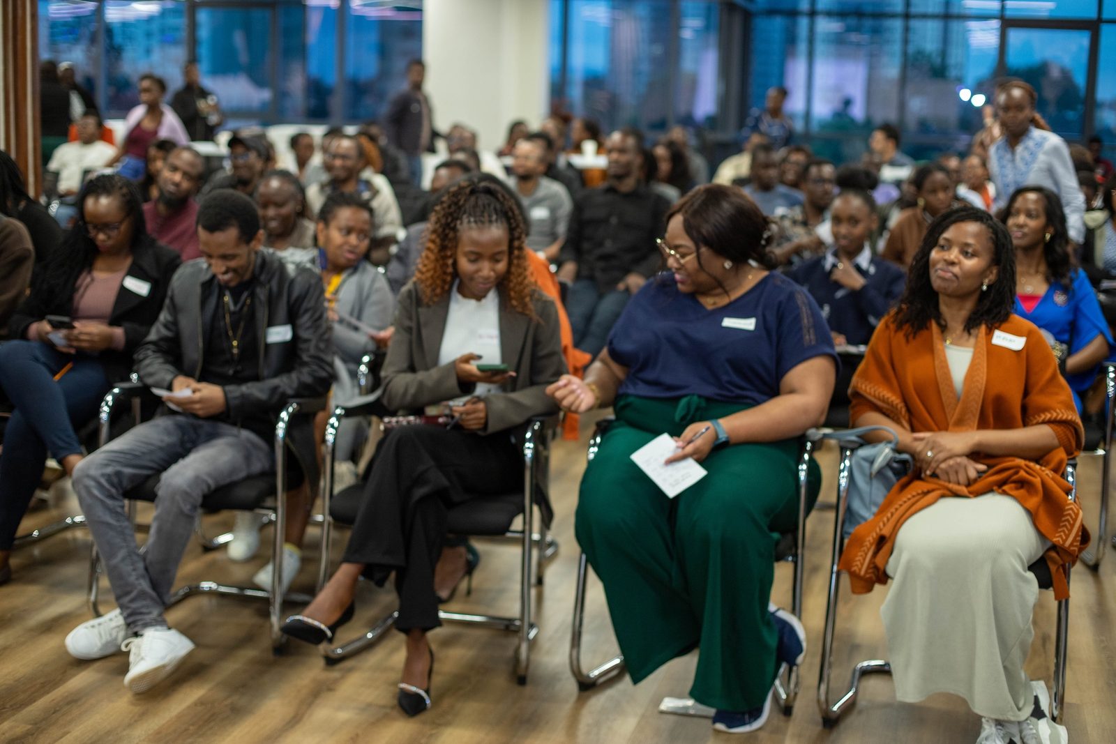 A full room of attendees at a Nairobi Talent Social event